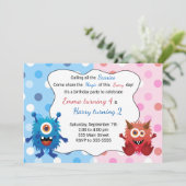 Monster Kids Verjaardag Uitnodiging (Staand voorkant)