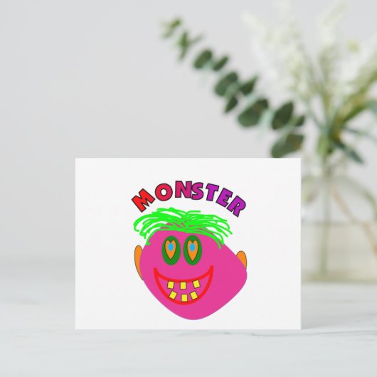 Monster Kinder cadeaus "Schattige roze monster kun Briefkaart (Staand voorkant)