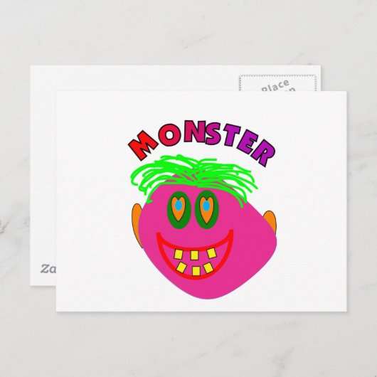 Monster Kinder cadeaus "Schattige roze monster kun Briefkaart (Voorkant / Achterkant)