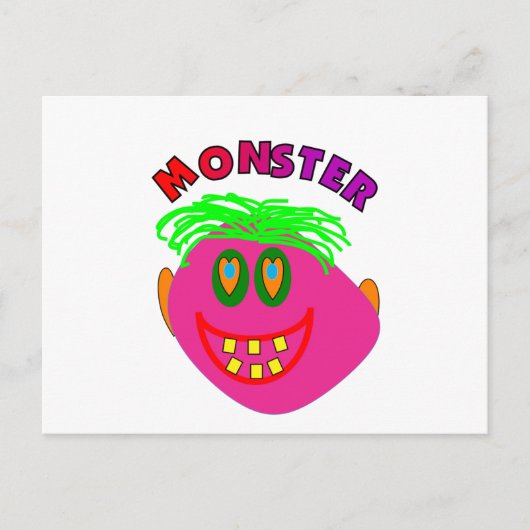 Monster Kinder cadeaus "Schattige roze monster kun Briefkaart (Voorkant)