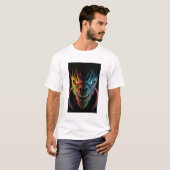 Monster kleurrijke glitch horror enge t-shirt (Voorkant volledig)
