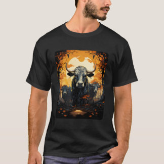 Monster Koe Bull Boerderij Dierenboer Full Moon Ha T-shirt