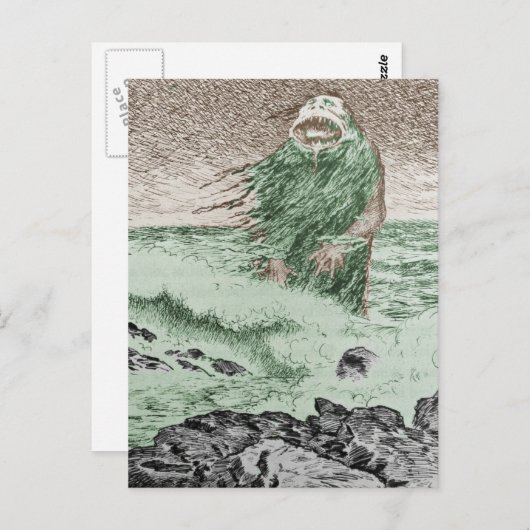 Monster komt uit het water briefkaart (Voorkant / Achterkant)