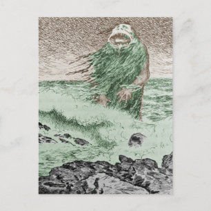 Monster komt uit het water briefkaart
