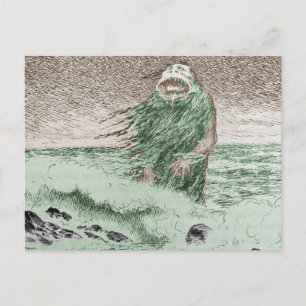 Monster komt uit het water briefkaart