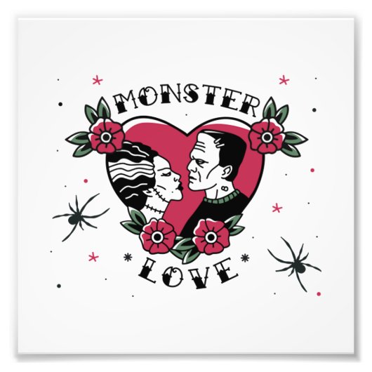 Monster Liefde Bruid van Frankenstein  Tattoo Foto Afdruk (Voorkant)