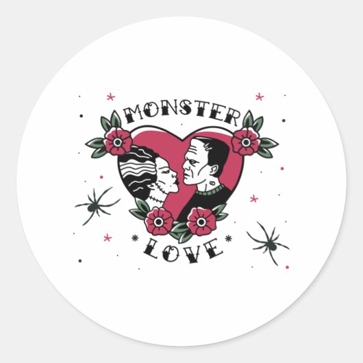 Monster Liefde Bruid van Frankenstein  Tattoo Ronde Sticker (Voorkant)