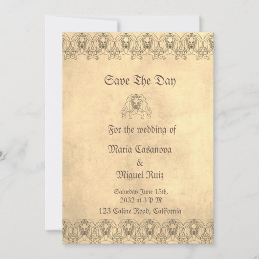 monster lion medieval save the date (Voorkant)