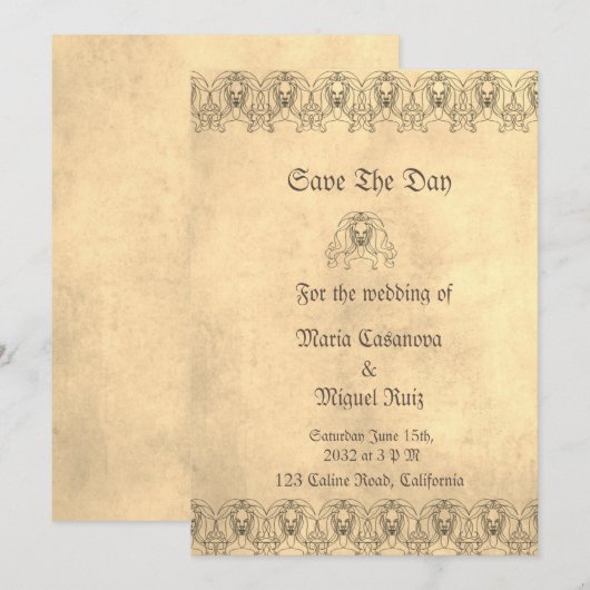 monster lion medieval save the date (Voorkant / Achterkant)