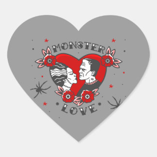monster love rockabilly frankenstein valentine hart sticker