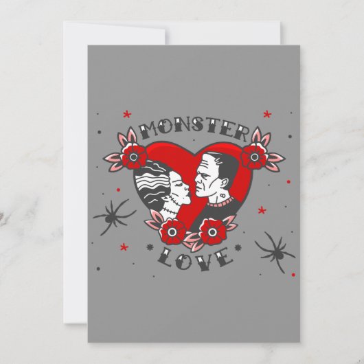 monster love rockabilly frankenstein valentine kaart (Voorkant)