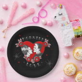 monster love rockabilly frankenstein valentine papieren bordje (Feest)