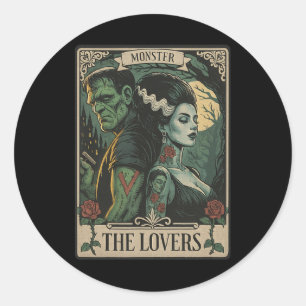 Monster Lovers Tarot Kaart Gothic Frankenstein Hal Ronde Sticker