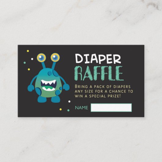 Monster Luier Raffle Ticket (jongen) Informatiekaartje (Voorkant)