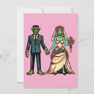 Monster Man & Monster Woman Bruid en Bruidegom Kun Kaart