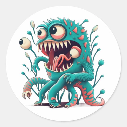 Monster Mania Ronde Sticker (Voorkant)