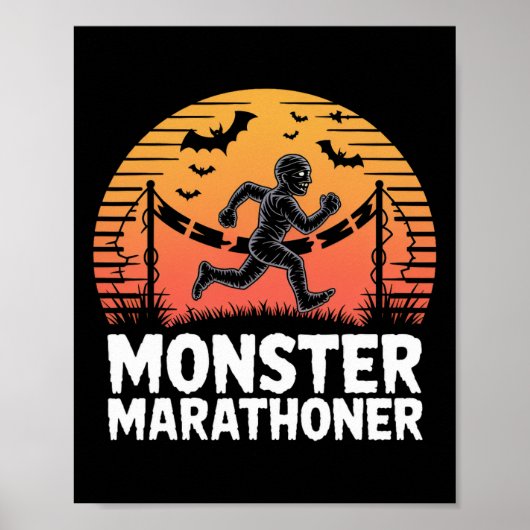 Monster Marathoner Halloween Mummy Runner Poster (Voorkant)