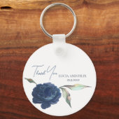Monster marineblauw Roos bruiloft Bedankt Sleutelhanger (Voorkant)