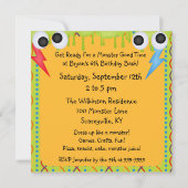 Monster Mash Bash Birthday Uitnodiging (Achterkant)