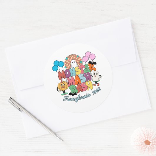 Monster Mash Bash Circle Sticker (Envelop)