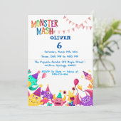 Monster Mash Birthday Invitation - Kids Party Kaart (Staand voorkant)