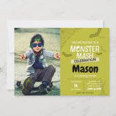 Monster Mash Birthday nodigt u uit met foto (groen Kaart (Voorkant)