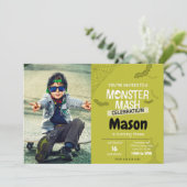 Monster Mash Birthday nodigt u uit met foto (groen Kaart (Staand voorkant)