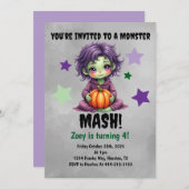 Monster Mash Birthday Party Kaart (Voorkant / Achterkant)