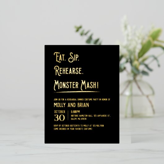 Monster Mash bruiloft repetitie Folie Uitnodiging Briefkaart (Staand Voorkant)