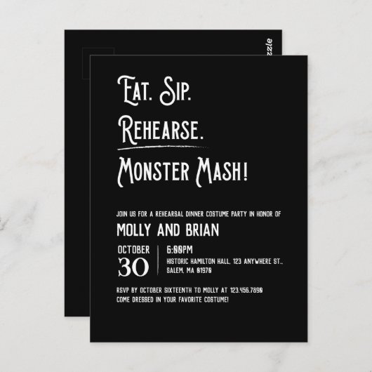 Monster Mash bruiloft repetitie uitnodiging (Voorkant / Achterkant)