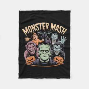 Monster Mash Clic Halloween Monsters Spooky Horror Fleece Deken