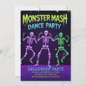 Monster Mash Dance Party | neon-skelet Feestdagenkaart (Voorkant)