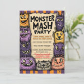 "Monster Mash-feest" met Moppige Monsters Kaart (Staand voorkant)