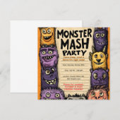 "Monster Mash-feest" met Moppige Monsters Kaart (Voorkant / Achterkant)