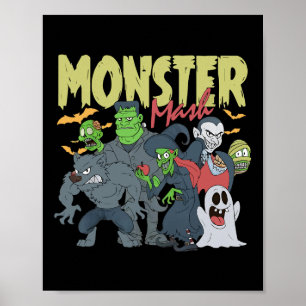 Monster Mash Funny Halloween Spooky Seizoen Trick Poster