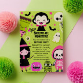 Monster Mash Green Kinder Halloween Verjaardagsfee Kaart