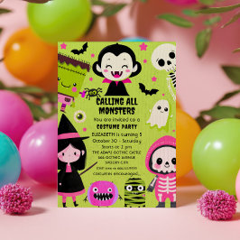 Monster Mash Green Kinder Halloween Verjaardagsfee Kaart