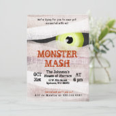Monster Mash Halloween Bash Mummy Uitnodiging (Staand voorkant)