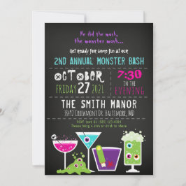 Monster Mash Halloween Booze Party Invitation Kaart