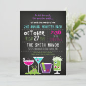 Monster Mash Halloween Booze Party Invitation Kaart (Staand voorkant)