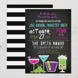 Monster Mash Halloween Booze Party Invitation Kaart