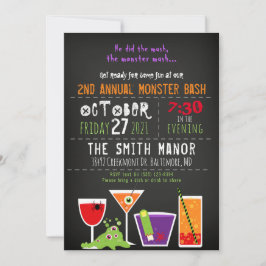 Monster Mash Halloween Booze Party Invitation Kaart
