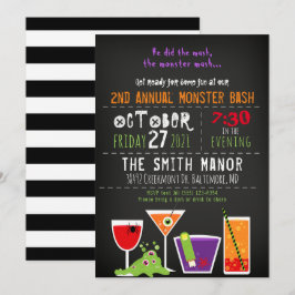 Monster Mash Halloween Booze Party Invitation Kaart