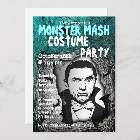 Monster Mash Halloween Costume Party Uitnodiging (Voorkant / Achterkant)