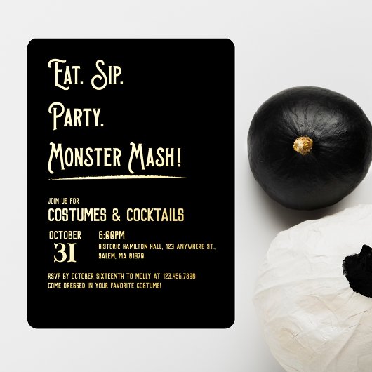 Monster Mash Halloween-feest Folie Uitnodiging