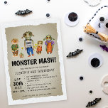 Monster Mash Halloween Kids Birthday Kaart<br><div class="desc">Cute halloween-verjaardagsfeestdag met een waterverf achtergrond,  de titel 'MONSTER MASH',  een groep grappige monsters die er leuk uitzien en een leuke verjaardagsfeestdag die gemakkelijk te personaliseren is.</div>