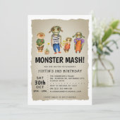 Monster Mash Halloween Kinderverjaardag  Kaart (Staand voorkant)