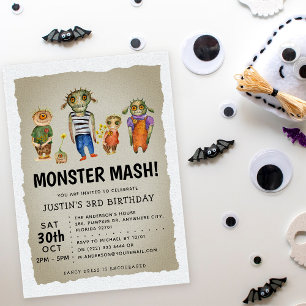 Monster Mash Halloween Kinderverjaardag Kaart