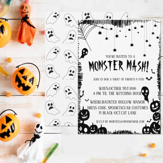 Monster Mash Halloween Kostuumfeest Uitnodiging