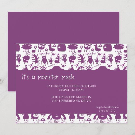 monster mash {halloween party call} kaart (Voorkant / Achterkant)